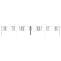  Garden Fence with Hoop Top Steel 6.8 m Black