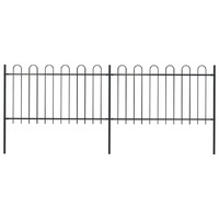  Garden Fence with Hoop Top Steel 3.4 m Black