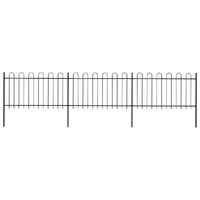  Garden Fence with Hoop Top Steel 5.1 m Black