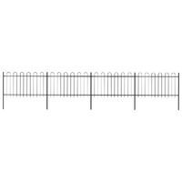  Garden Fence with Hoop Top Steel 6.8 m Black
