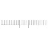  Garden Fence with Hoop Top Steel 8.5 m Black