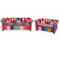  2 Piece Chesterfield Sofa Set Fabric