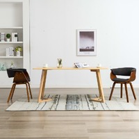  Dining Chairs 2 pcs Grey Bent Wood and Fabric