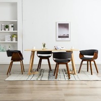  Dining Chairs 4 pcs Grey Bent Wood and Fabric