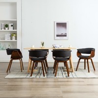  Dining Chairs 6 pcs Grey Bent Wood and Fabric