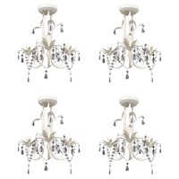  Crystal Pendant Ceiling Lamp Chandeliers 4 pcs Elegant White