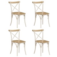  Cross Chairs 4 pcs White Solid Mango Wood