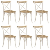  Cross Chairs 6 pcs White Solid Mango Wood