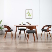  Dining Chairs 4 pcs Dark Grey Bent Wood and Fabric