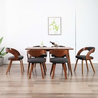  Dining Chairs 6 pcs Dark Grey Bent Wood and Fabric