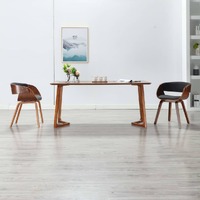  Dining Chairs 2 pcs Grey Bent Wood and Fabric