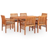  7 Piece Outdoor Dining Set with Cushions Solid Wood Acacia