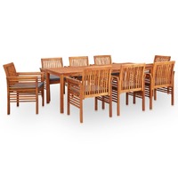  9 Piece Outdoor Dining Set with Cushions Solid Wood Acacia