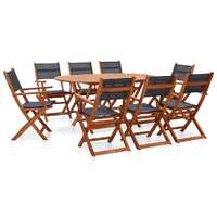  9 Piece Outdoor Dining Set Solid Eucalyptus Wood and Textilene