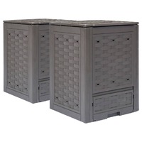  Garden Composters 2 pcs Brown 60x60x83 cm 600 L Plastic Rattan