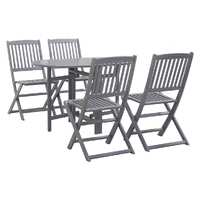  5 Piece Garden Dining Set Solid Wood Acacia Grey