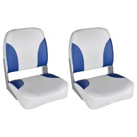  Boat Seats 2 pcs Foldable Backrest With Blue-white Pillow 41x36x48 cm