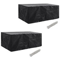  Garden Furniture Covers 2 pcs 8 Person Poly Rattan Set 10 Eyelets 229x113 cm
