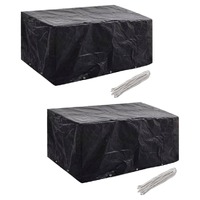  Garden Furniture Covers 2 pcs 6 Person Poly Rattan Set 10 Eyelets 240x140 cm