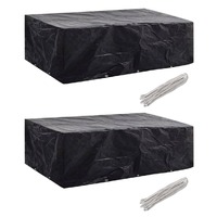  Garden Furniture Covers 2 pcs 8 Person Poly Rattan Set 10 Eyelets 300x140 cm