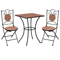  3 Piece Mosaic Bistro Set Ceramic Tile Terracotta