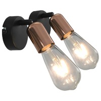  Spot Lights 2 pcs with Filament Bulbs 2 W Black and Copper E27