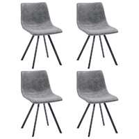  Dining Chairs 4 pcs Grey Faux Leather