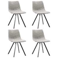  Dining Chairs 4 pcs Light Grey Faux Leather