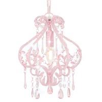 Ceiling Lamp with Beads Pink Round E14