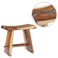  Stool Solid Suar Wood and Polyresin
