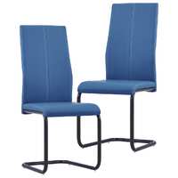  Cantilever Dining Chairs 2 pcs Blue Faux Leather