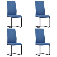  Cantilever Dining Chairs 4 pcs Blue Faux Leather