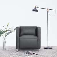  Cube Armchair Grey Faux Leather