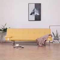  Sofa Bed with Two Pillows Yellow Polyester