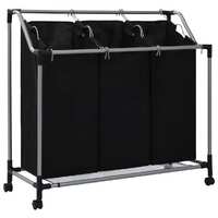  Laundry Sorter with 3 Bags Black Steel