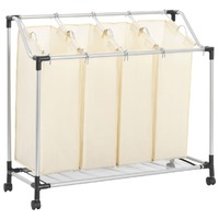  Laundry Sorter with 4 Bags Cream Steel