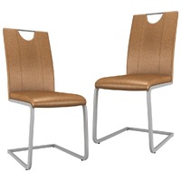  Dining Chairs 2 pcs Brown Faux Leather