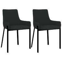  Dining Chairs 2 pcs Black Fabric