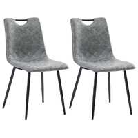  Dining Chairs 2 pcs Dark Grey Faux Leather