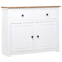  Sideboard White 93x40x80 cm Solid Pinewood Panama Range