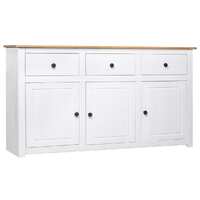  Sideboard White 135x40x80 cm Solid Pinewood Panama Range