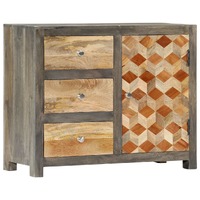  Side Cabinet Grey 75x30x60 cm Solid Mango Wood