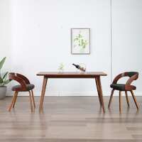  Dining Chairs 2 pcs Dark Grey Bent Wood and Fabric