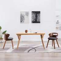  Dining Chairs 2 pcs Dark Grey Bent Wood and Fabric