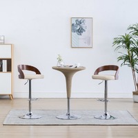 Bar Stools 2 pcs Cream Faux Leather and Bentwood