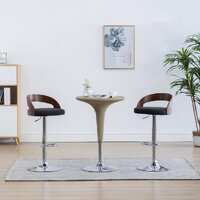  Bar Stools 2 pcs Dark Grey Fabric and Bentwood