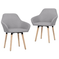  Dining Chairs 2 pcs Light Grey Fabric