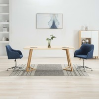  Swivel Dining Chairs 2 pcs Blue Fabric