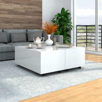  Coffee Table High Gloss White 100x100x35 cm
