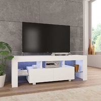  TV Cabinet with LED Lights High Gloss White 130x35x45 cm